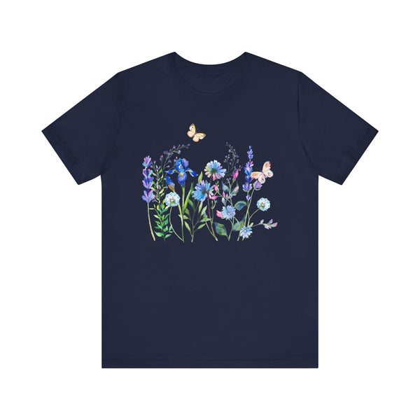 Blue Floral Meadow Awesome Unisex Jersey Short Sleeve Tee Marvelous Studio T-shirt