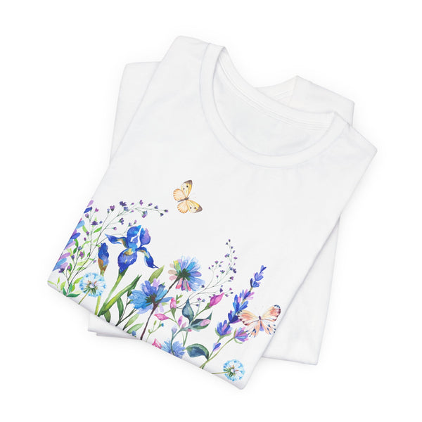 Blue Floral Meadow Awesome Unisex Jersey Short Sleeve Tee Marvelous Studio T-shirt