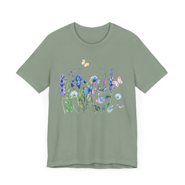 Blue Floral Meadow Awesome Unisex Jersey Short Sleeve Tee Marvelous Studio T-shirt