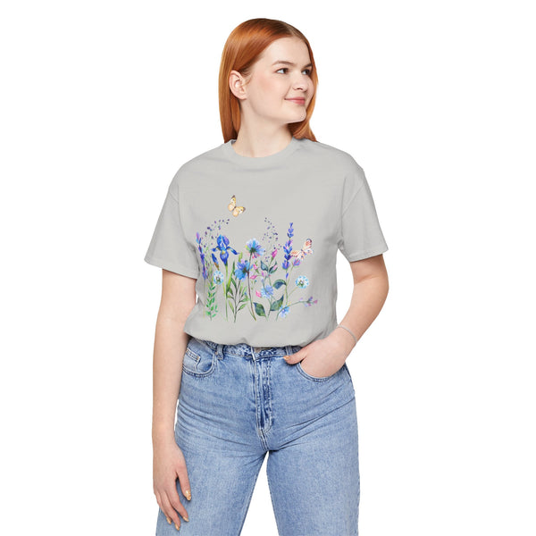 Blue Floral Meadow Awesome Unisex Jersey Short Sleeve Tee Marvelous Studio T-shirt