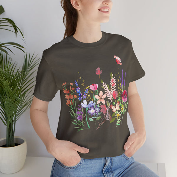 Audrey Floral Meadow Awesome Unisex Jersey Short Sleeve Tee Marvelous Studio T-shirt