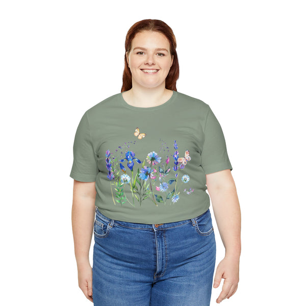 Blue Floral Meadow Awesome Unisex Jersey Short Sleeve Tee Marvelous Studio T-shirt