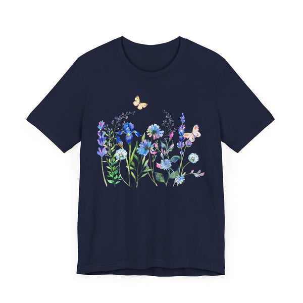 Blue Floral Meadow Awesome Unisex Jersey Short Sleeve Tee Marvelous Studio T-shirt