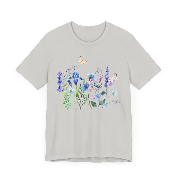 Blue Floral Meadow Awesome Unisex Jersey Short Sleeve Tee Marvelous Studio T-shirt