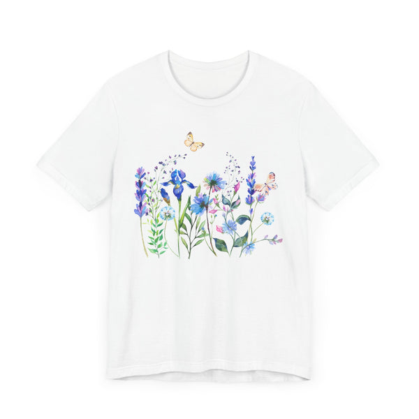 Blue Floral Meadow Awesome Unisex Jersey Short Sleeve Tee Marvelous Studio T-shirt