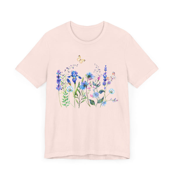 Blue Floral Meadow Awesome Unisex Jersey Short Sleeve Tee Marvelous Studio T-shirt