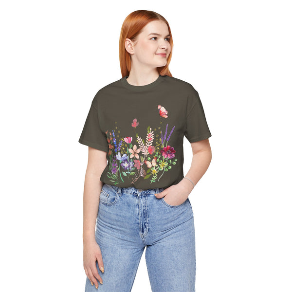 Audrey Floral Meadow Awesome Unisex Jersey Short Sleeve Tee Marvelous Studio T-shirt