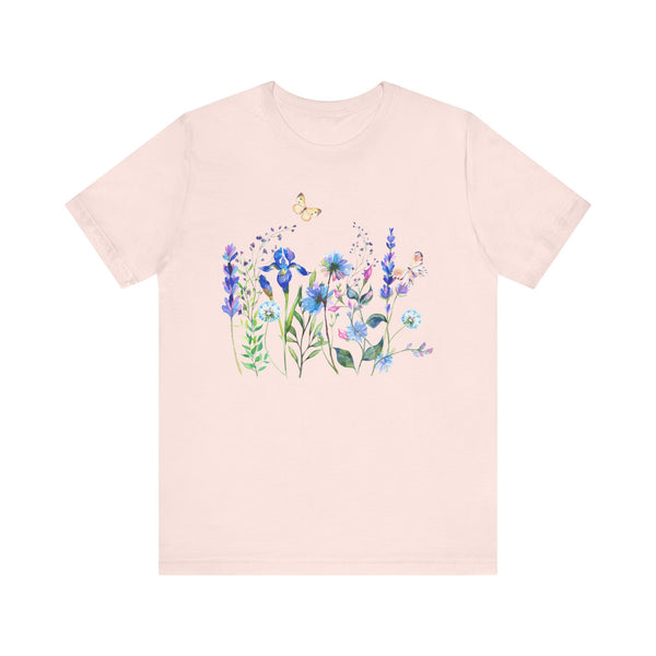 Blue Floral Meadow Awesome Unisex Jersey Short Sleeve Tee Marvelous Studio T-shirt