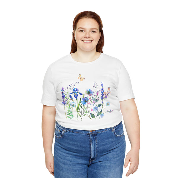 Blue Floral Meadow Awesome Unisex Jersey Short Sleeve Tee Marvelous Studio T-shirt