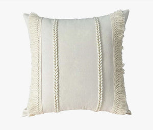 Beige Linen Cushion Cover Boho Tassels 45cm x 45 cm and 30cm x 50cm bohemian minimalism