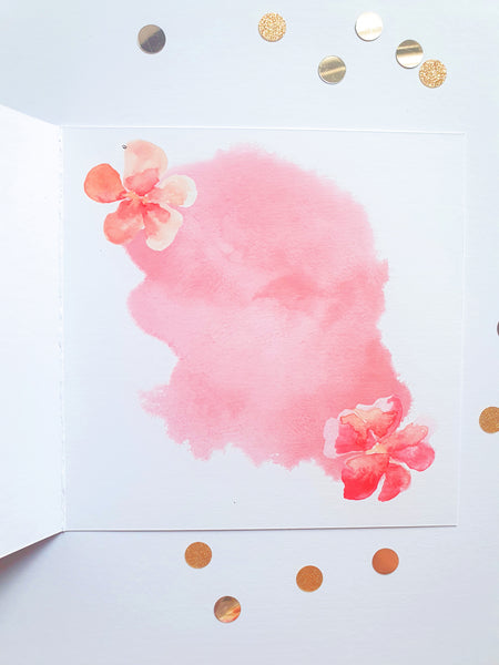 Happy Anniversary, my dear! Pink Floral watercolour heart 6 inches Square Greeting Card 6" x 6" in