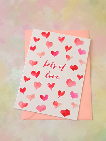 A5 A6 Lots of Love Pink Luxury  Greeting Card Anniversary Birthday Thanksgiving Any Special Occasion Marvelous Studio