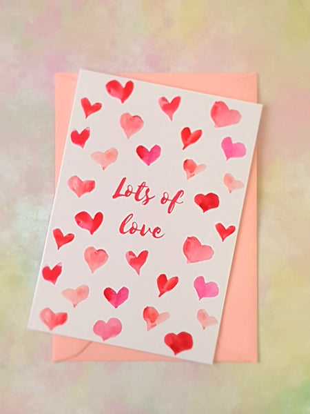 A5 A6 Lots of Love Pink Luxury  Greeting Card Anniversary Birthday Thanksgiving Any Special Occasion Marvelous Studio