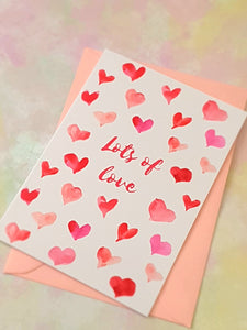 A5 A6 Lots of Love Pink Luxury  Greeting Card Anniversary Birthday Thanksgiving Any Special Occasion Marvelous Studio