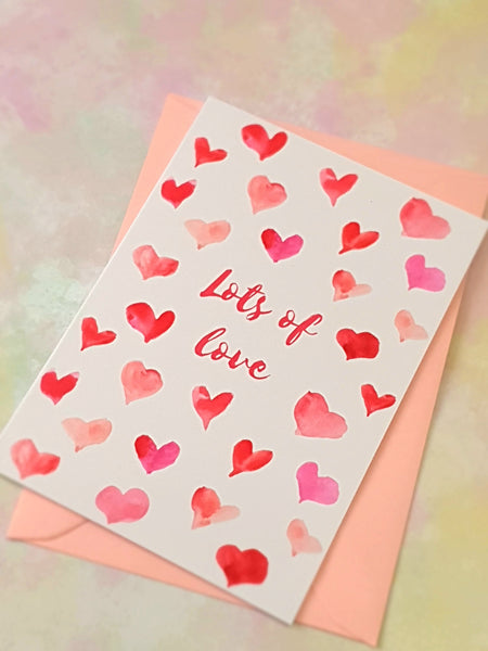 A5 A6 Lots of Love Pink Luxury  Greeting Card Anniversary Birthday Thanksgiving Any Special Occasion Marvelous Studio