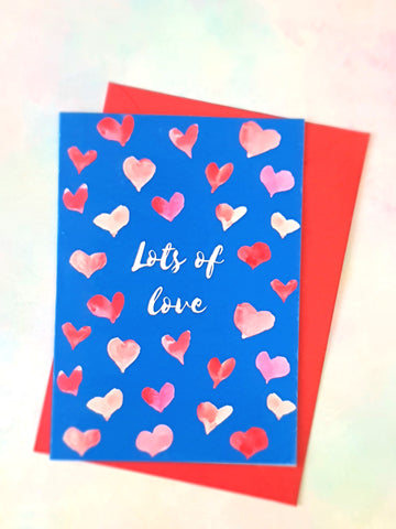 A5 A6 Lots of Love Pink Blue Luxury  Greeting Card Anniversary Birthday Thanksgiving Any Special Occasion Marvelous Studio