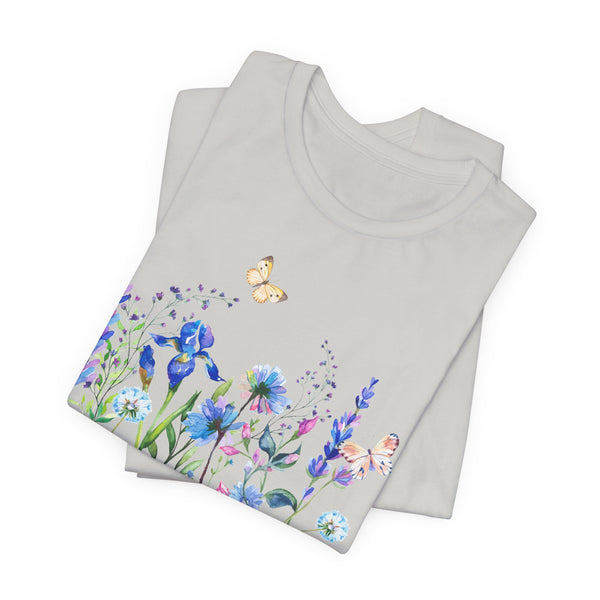 Blue Floral Meadow Awesome Unisex Jersey Short Sleeve Tee Marvelous Studio T-shirt