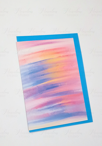 A5 A6 Greeting Card Acrylic Rainbow Pink Blue Yellow Print Abstract Luxury  Greeting Card Anniversary Birthday Thanksgiving Any Special Occasion Marvelous Studio