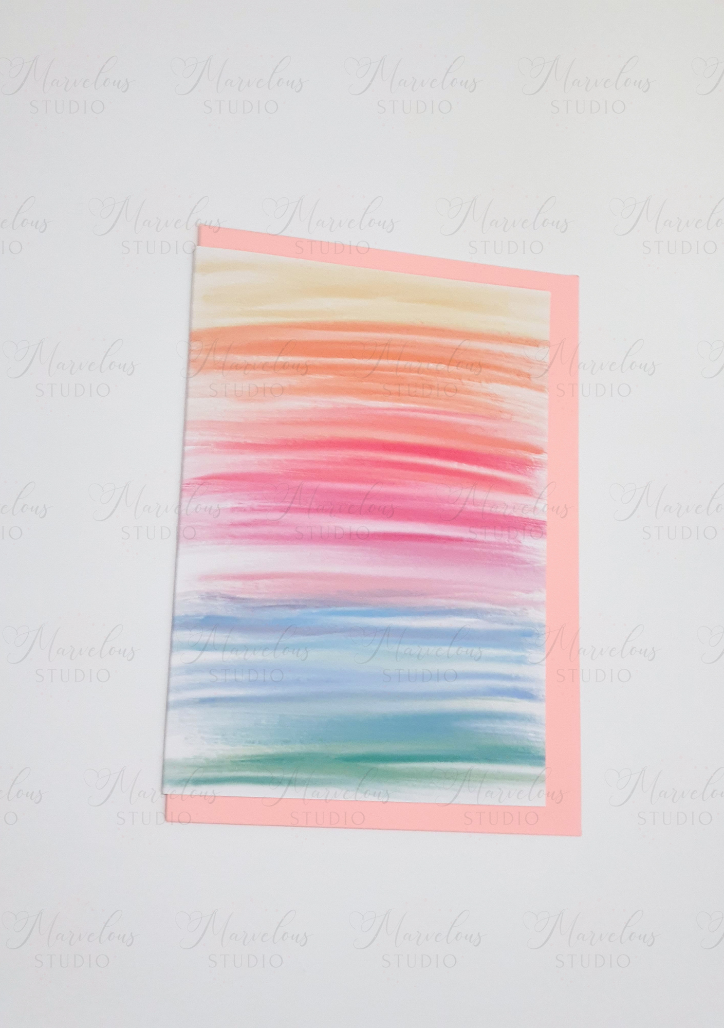 A5 A6 Greeting Card Watercolor Rainbow Pink Blue Yellow Print Abstract Luxury  Greeting Card Anniversary Birthday Thanksgiving Any Special Occasion Marvelous Studio