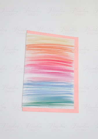 A5 A6 Greeting Card Watercolor Rainbow Pink Blue Yellow Print Abstract Luxury  Greeting Card Anniversary Birthday Thanksgiving Any Special Occasion Marvelous Studio