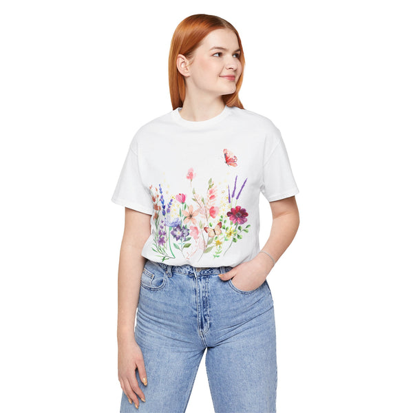 Audrey Floral Meadow Awesome Unisex Jersey Short Sleeve Tee Marvelous Studio T-shirt