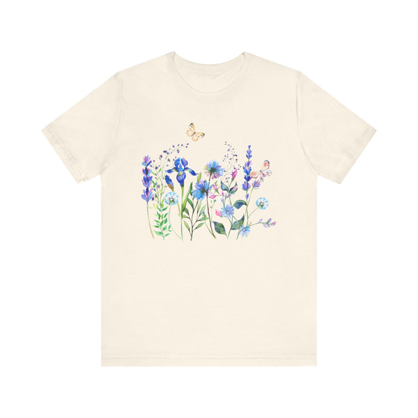 Blue Floral Meadow Awesome Unisex Jersey Short Sleeve Tee Marvelous Studio T-shirt