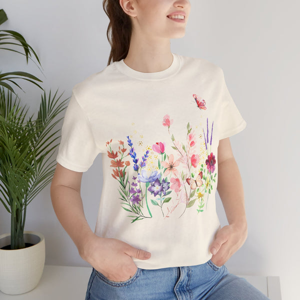 Audrey Floral Meadow Awesome Unisex Jersey Short Sleeve Tee Marvelous Studio T-shirt