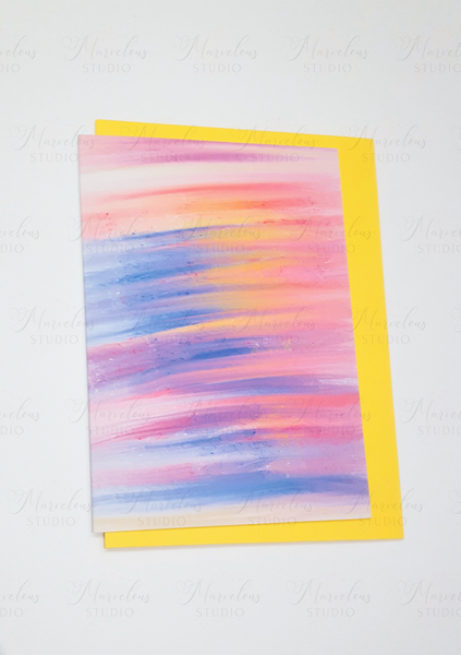 A5 A6 Greeting Card Acrylic Rainbow Pink Blue Yellow Print Abstract Luxury  Greeting Card Anniversary Birthday Thanksgiving Any Special Occasion Marvelous Studio