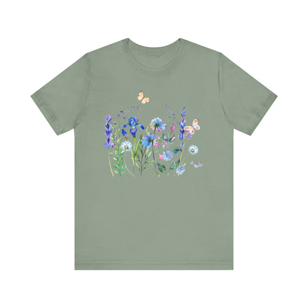 Blue Floral Meadow Awesome Unisex Jersey Short Sleeve Tee Marvelous Studio T-shirt