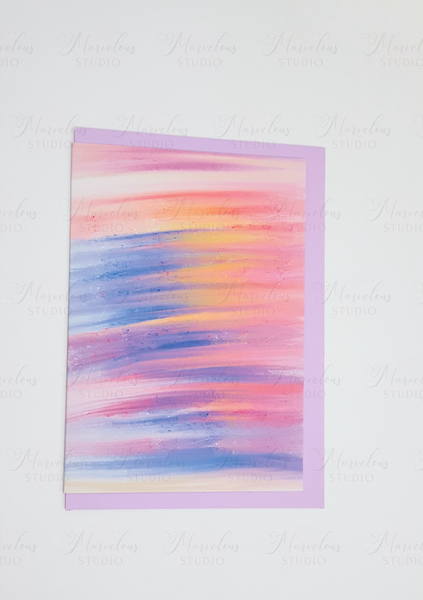 A5 A6 Greeting Card Acrylic Rainbow Pink Blue Yellow Print Abstract Luxury  Greeting Card Anniversary Birthday Thanksgiving Any Special Occasion Marvelous Studio