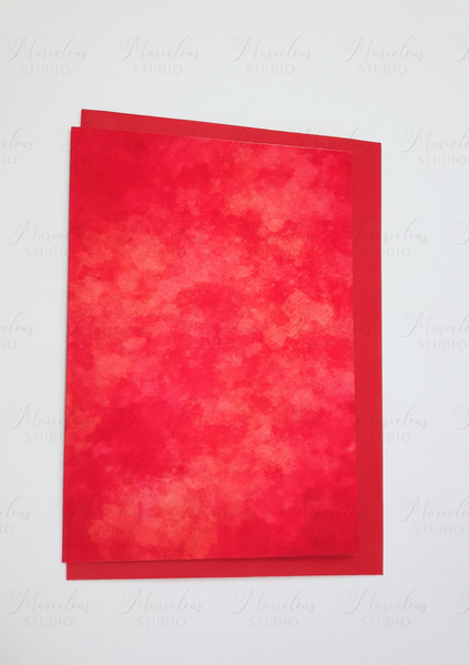 A5 A6 Fired Up Red Yellow Print Abstract Luxury  Greeting Card Anniversary Birthday Thanksgiving Any Special Occasion Marvelous Studio