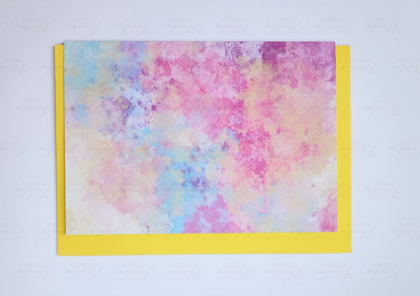 A5 A6 Greeting Card Aeliana Fantasy Pink Blue Yellow Print Abstract Luxury  Greeting Card Anniversary Birthday Thanksgiving Any Special Occasion Marvelous Studio