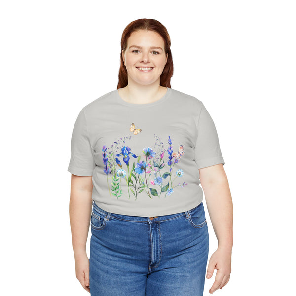 Blue Floral Meadow Awesome Unisex Jersey Short Sleeve Tee Marvelous Studio T-shirt