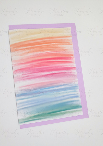 A5 A6 Greeting Card Watercolor Rainbow Pink Blue Yellow Print Abstract Luxury  Greeting Card Anniversary Birthday Thanksgiving Any Special Occasion Marvelous Studio