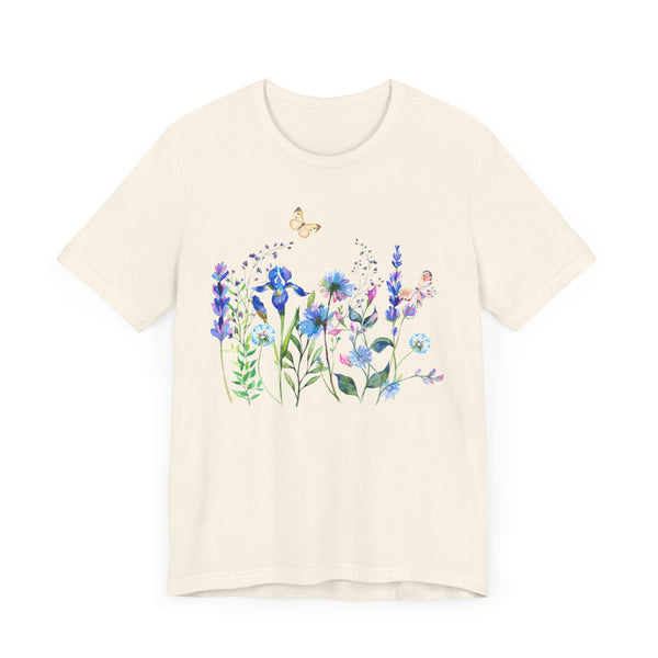 Blue Floral Meadow Awesome Unisex Jersey Short Sleeve Tee Marvelous Studio T-shirt