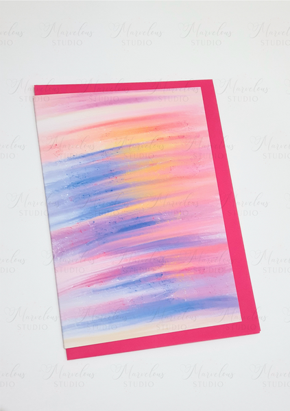 A5 A6 Greeting Card Watercolor Rainbow Pink Blue Yellow Print Abstract Luxury  Greeting Card Anniversary Birthday Thanksgiving Any Special Occasion Marvelous Studio