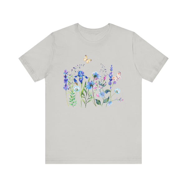 Blue Floral Meadow Awesome Unisex Jersey Short Sleeve Tee Marvelous Studio T-shirt