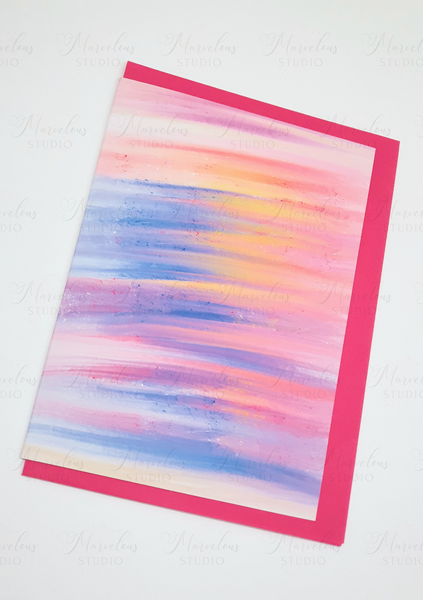 A5 A6 Greeting Card Acrylic Rainbow Pink Blue Yellow Print Abstract Luxury  Greeting Card Anniversary Birthday Thanksgiving Any Special Occasion Marvelous Studio