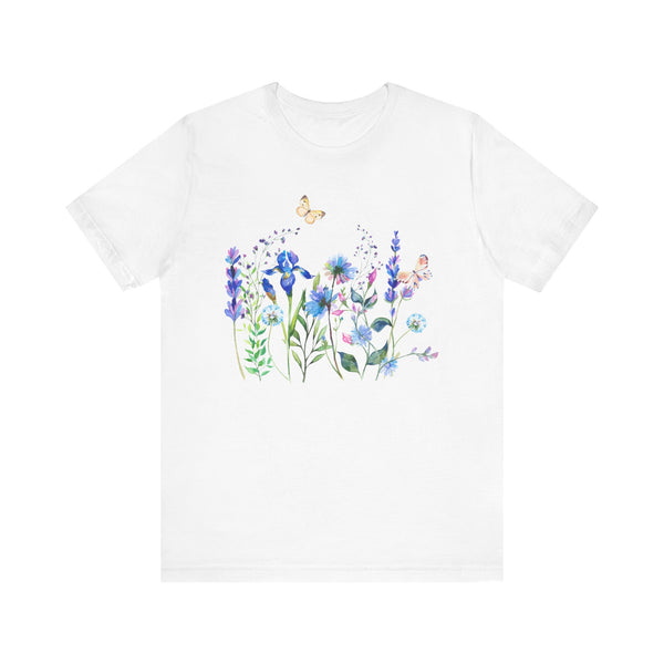 Blue Floral Meadow Awesome Unisex Jersey Short Sleeve Tee Marvelous Studio T-shirt