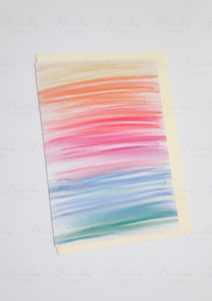 A5 A6 Greeting Card Watercolor Rainbow Pink Blue Yellow Print Abstract Luxury  Greeting Card Anniversary Birthday Thanksgiving Any Special Occasion Marvelous Studio