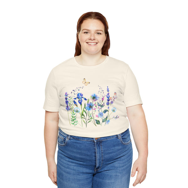 Blue Floral Meadow Awesome Unisex Jersey Short Sleeve Tee Marvelous Studio T-shirt