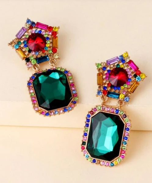 Luxury Multicolored Rhinestones Drop Earrings for Women