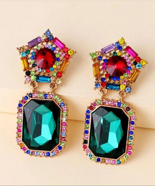 Luxury Multicolored Rhinestones Drop Earrings for Women