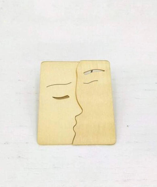 Couple Kiss Gold Earrings for Women Party Wedding Dating Gift Abstract Minimalism