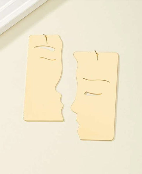 Couple Kiss Gold Earrings for Women Party Wedding Dating Gift Abstract Minimalism