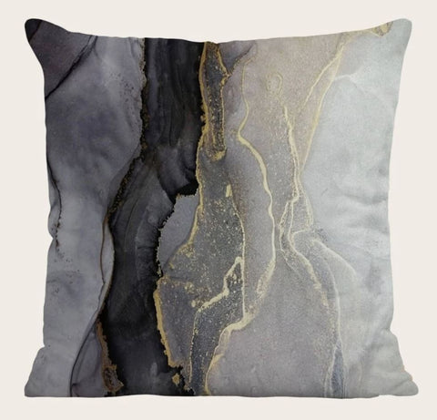 Black Grey White Gold Abstract Marble Velvet Cushion Cover Pillow 45cm x 45 cm UK