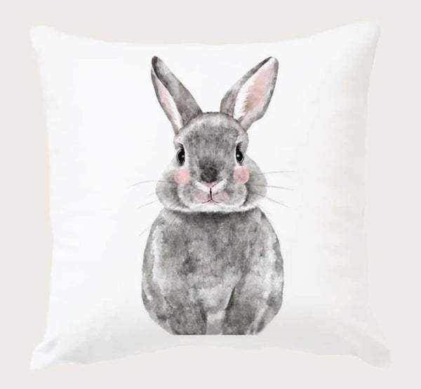 Grey Cute Rabbit Pillow Cover 45cm x 45 cm Cushion Cover nursery children beige