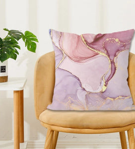 Pink Purple Gold Abstract Marble Velvet Cushion Cover Pillow 45cm x 45 cm UK