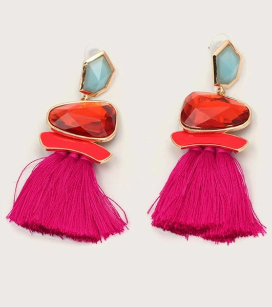 Luxury Rhinestones Drop Tassels Earrings for Women Party Wedding Dating Gift Glamorous Diamante Rhinestone Multicolored Pink Blue Orange