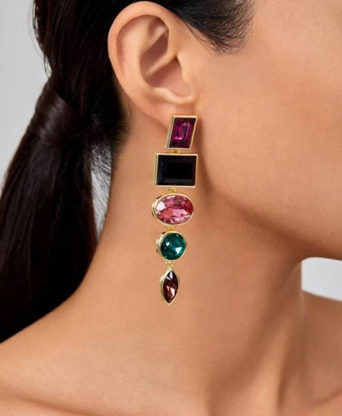 Luxury Multicolored Gemstones Drop Earrings for Women